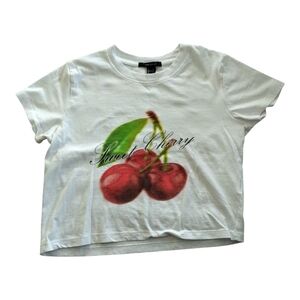 Forever 21 White Tee with Cherry Design